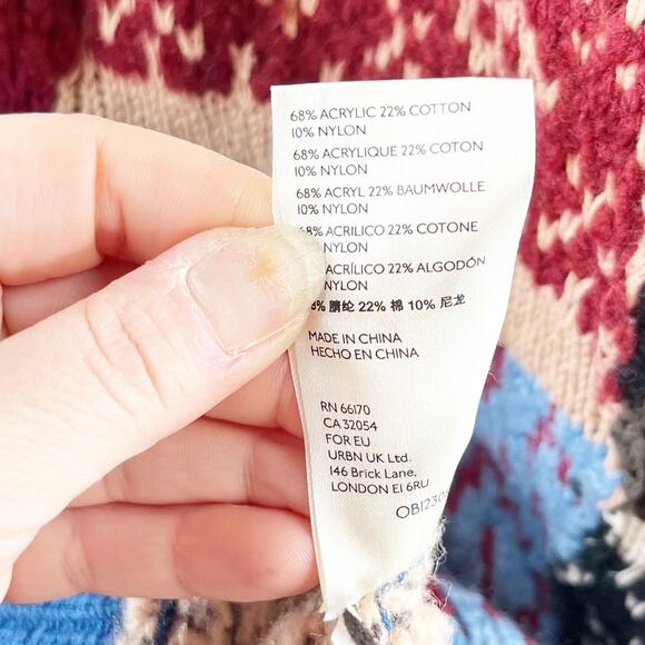 Free People Patched Argyle Long Sleeve Patchwork Mini Dress Ivy League M / L - Picture 6 of 6